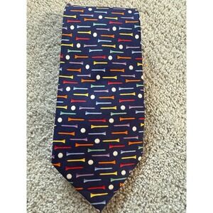 GOLF ALYNN NECKWEAR Men Silk Neck Tie "Golf" Tees/Golf balls Navy Blue/colorfull